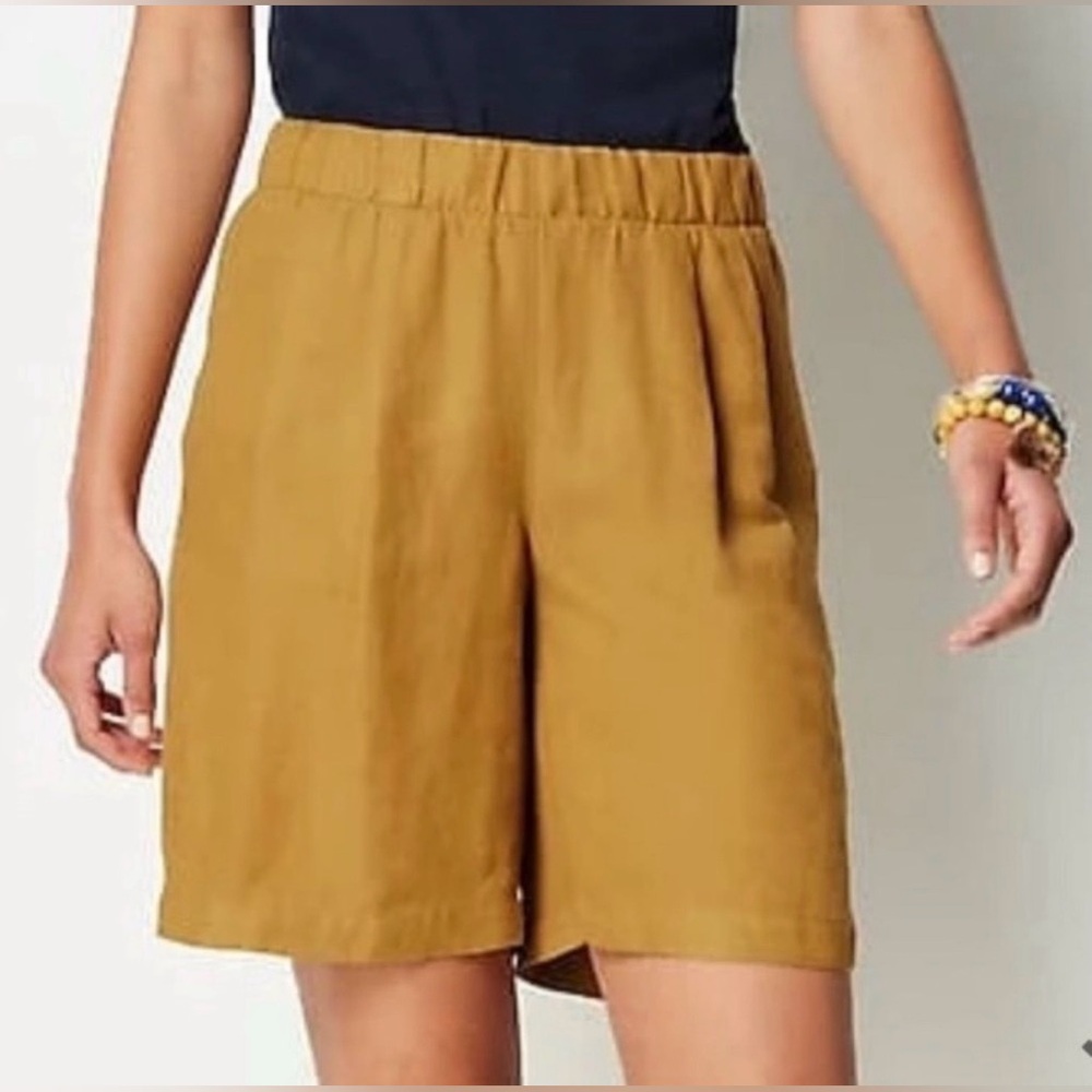 J. Jill Mustard Linen Rayon Blend Shorts